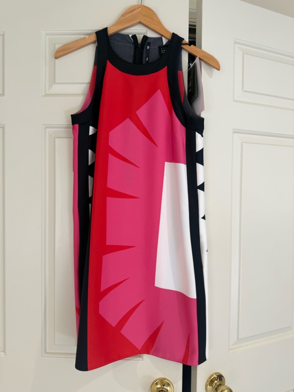 MARELLA Red and Black Colorblock Shift Dress